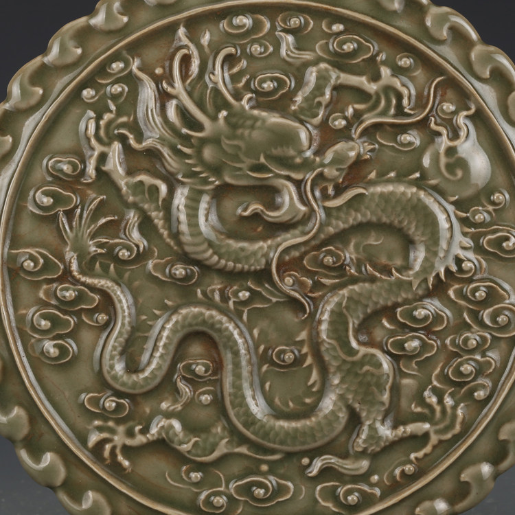 摆件龙纹壶物件收藏品古玩古董雕刻宋龙泉窑青龙泉摆件