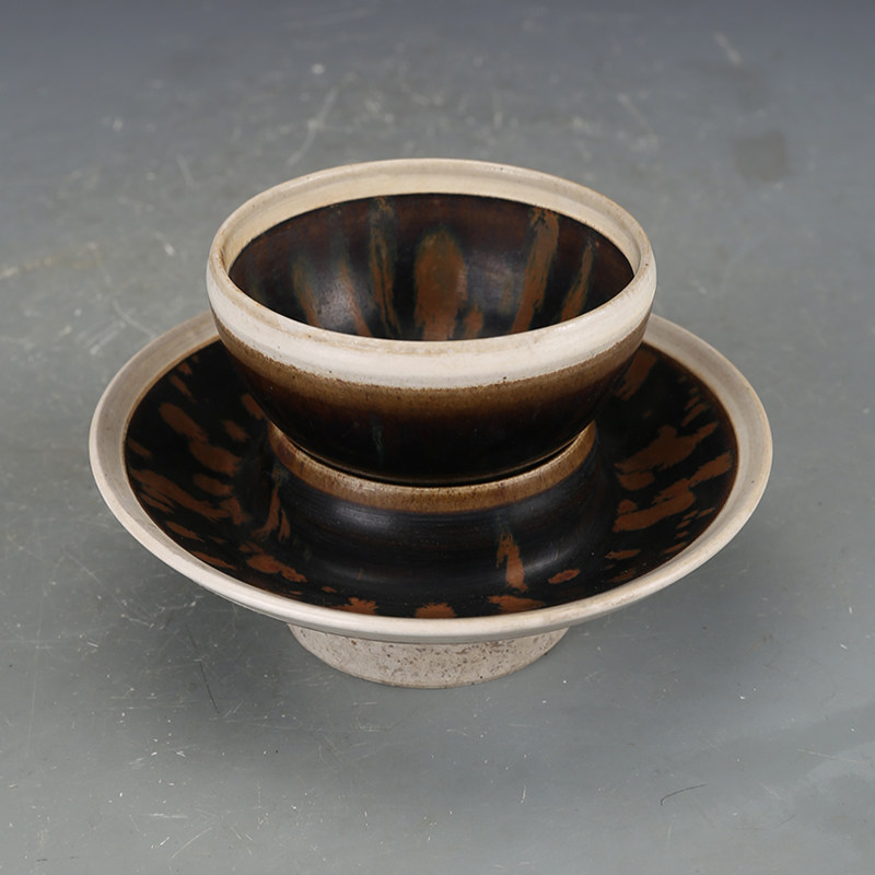 宋磁州窑系介休茶杯茶盏仿古瓷器古董古玩老货摆件