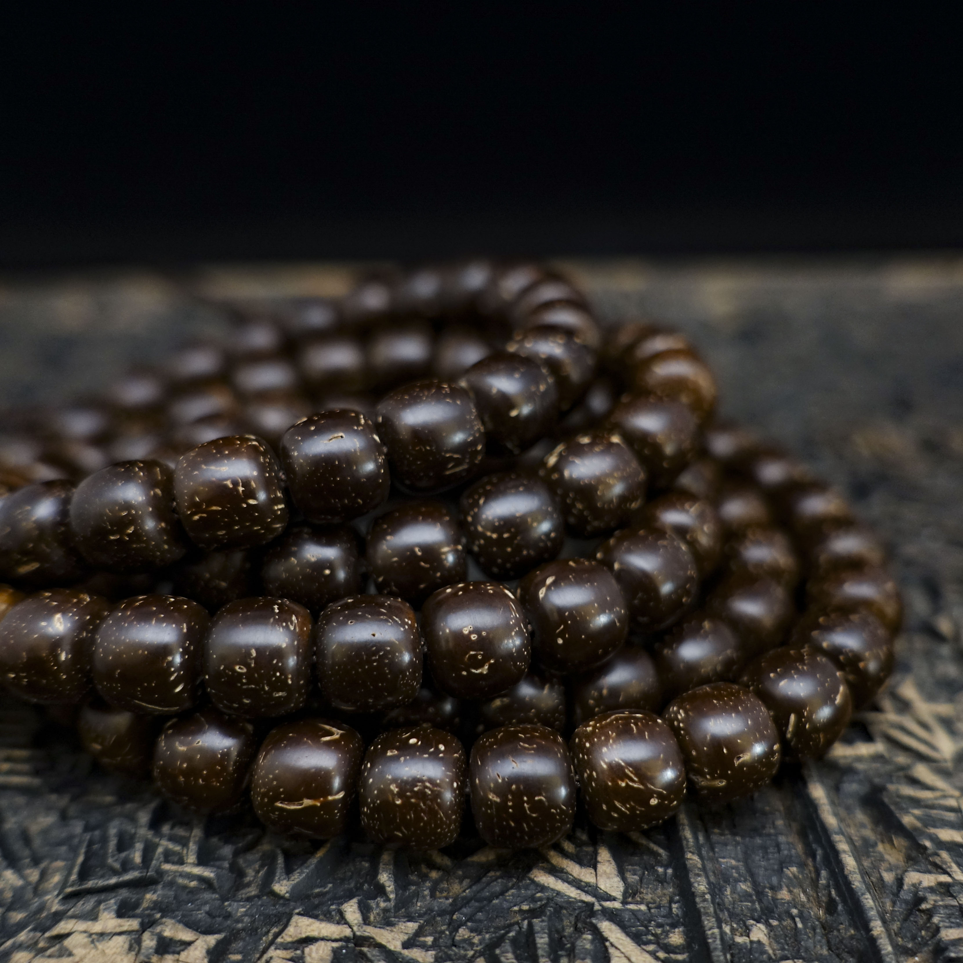 定制原生态生态椰天然原色椰蒂佛珠圆珠极限弧手串小众木质珠串