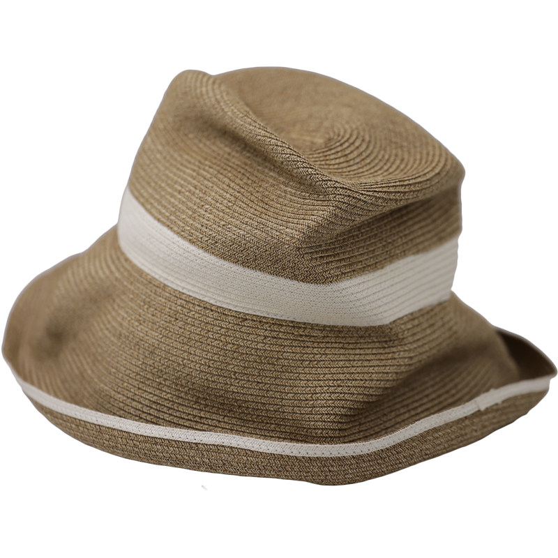 lion~千纸鹤 自留日本纸草boxed hat大檐不规则褶皱草帽遮阳帽