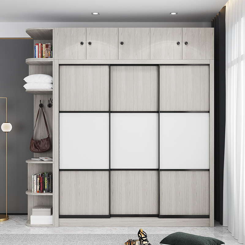 衣柜北欧推拉门卧室组装滑门移门趟门经济型现代简约衣柜