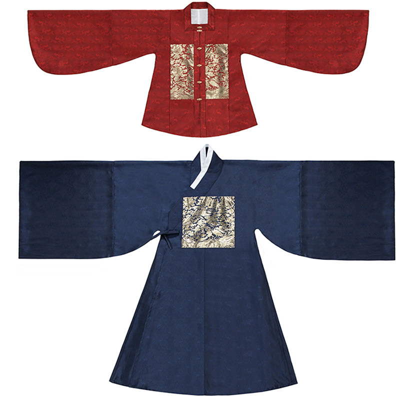 补服清和赋逢鹤织金暗纹明制道袍方领对襟金马汉服