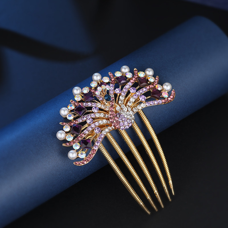 韩国女发梳插发饰新娘盘发七齿插梳成人发梳发饰