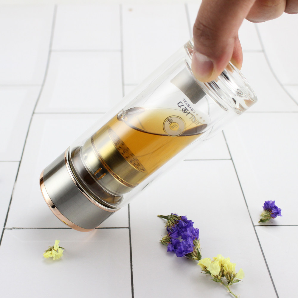 金力水晶杯茶水杯女士学生可爱小巧双层玻璃杯玻璃杯