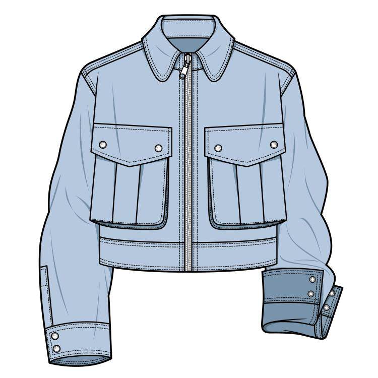 外套款式女装模板ai矢量图牛仔矢量素材彩稿样图