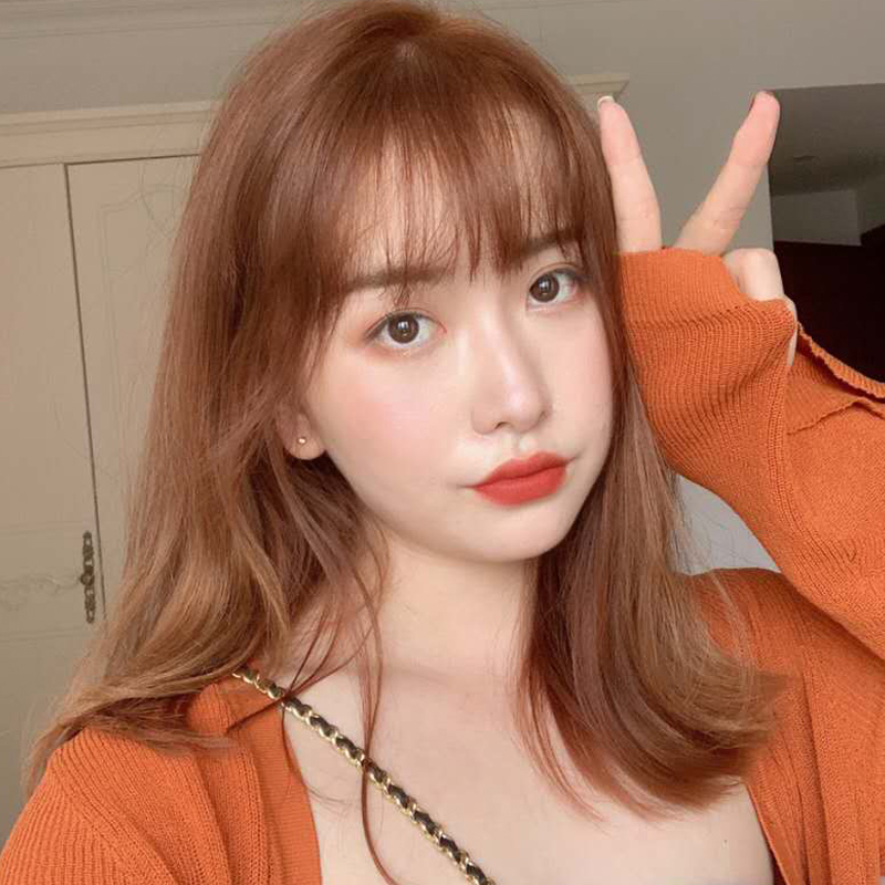 蜜糖橘棕脏橘色染发剂膏女棕色泡泡泡沫纯植植物彩染