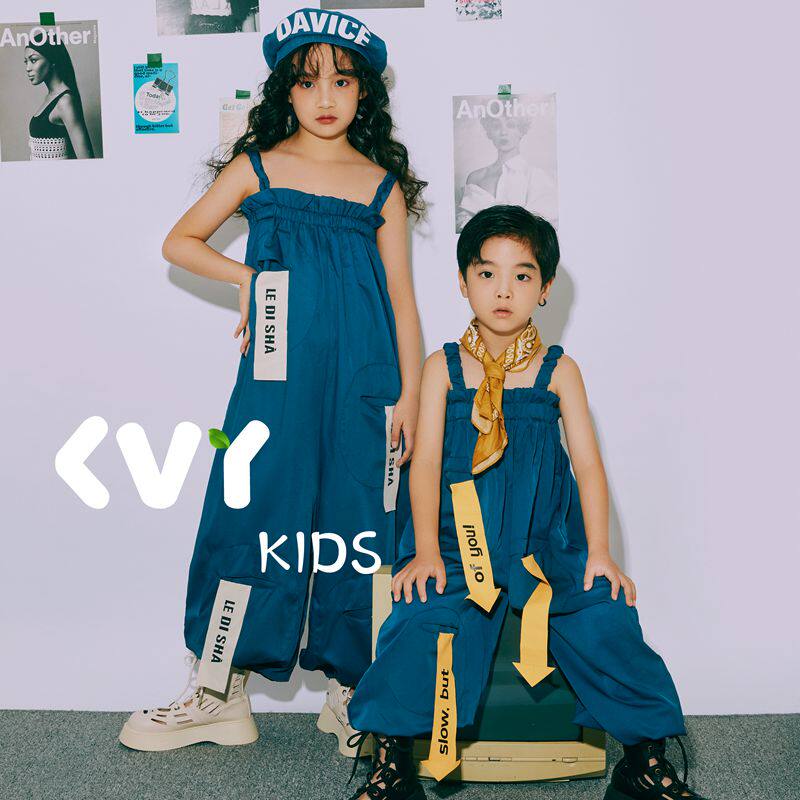 潮童模卡走秀写真拍照演出服服装 男童女童姐弟艺术照儿童摄影主题