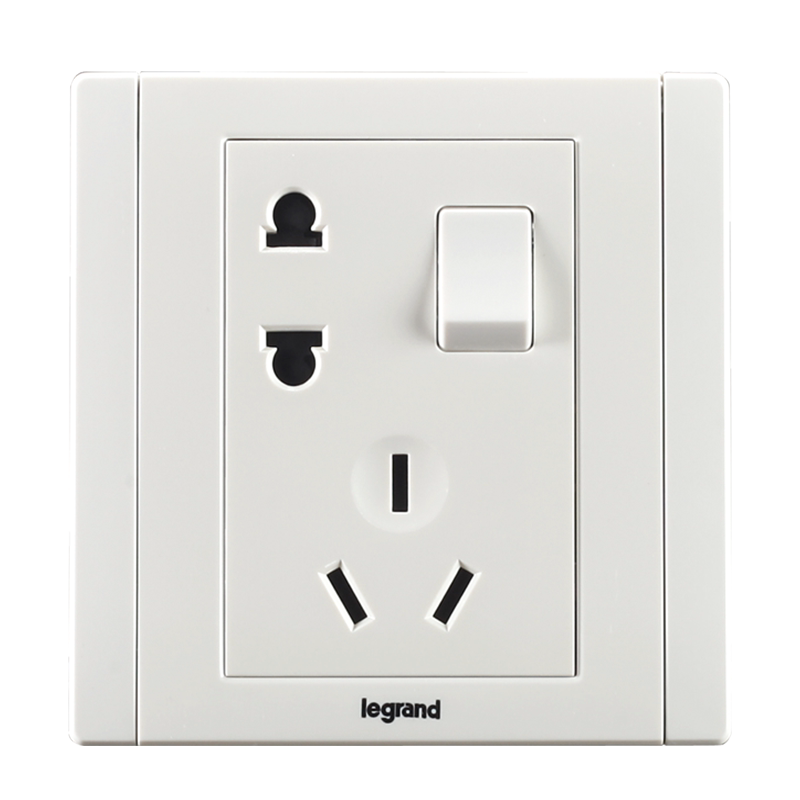 tcl罗格朗开关插座面板美涵雅白10a一位双控带五孔插座