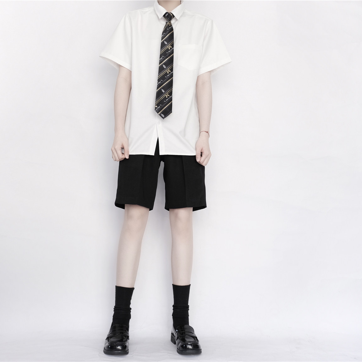 刺篇日系原创dk制服男款短袖衬衫裤子短裤学生校服