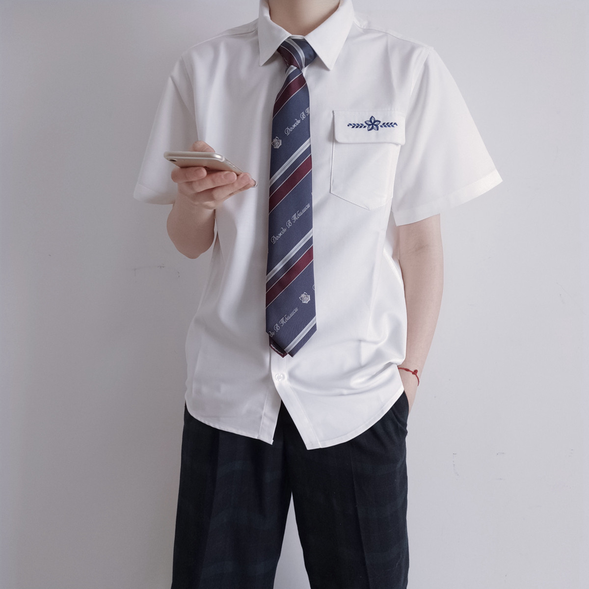 【刺篇原创】本町高男款 原创日系jk/dk制服短袖黑色金刺绣白衬衫