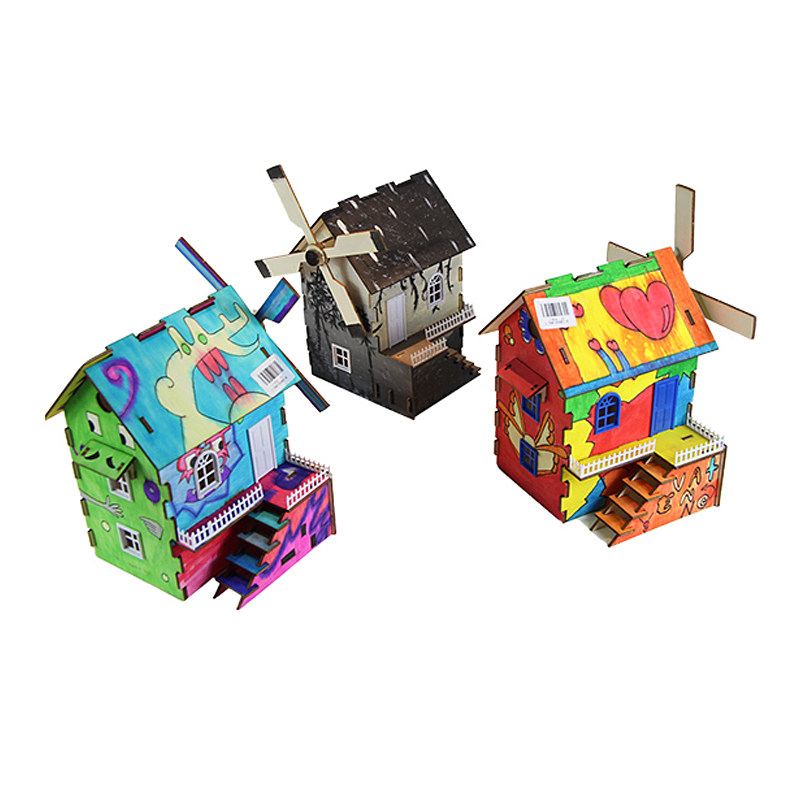 中天模型缤纷童年涂装木屋建筑模型小房子diy迷你建筑