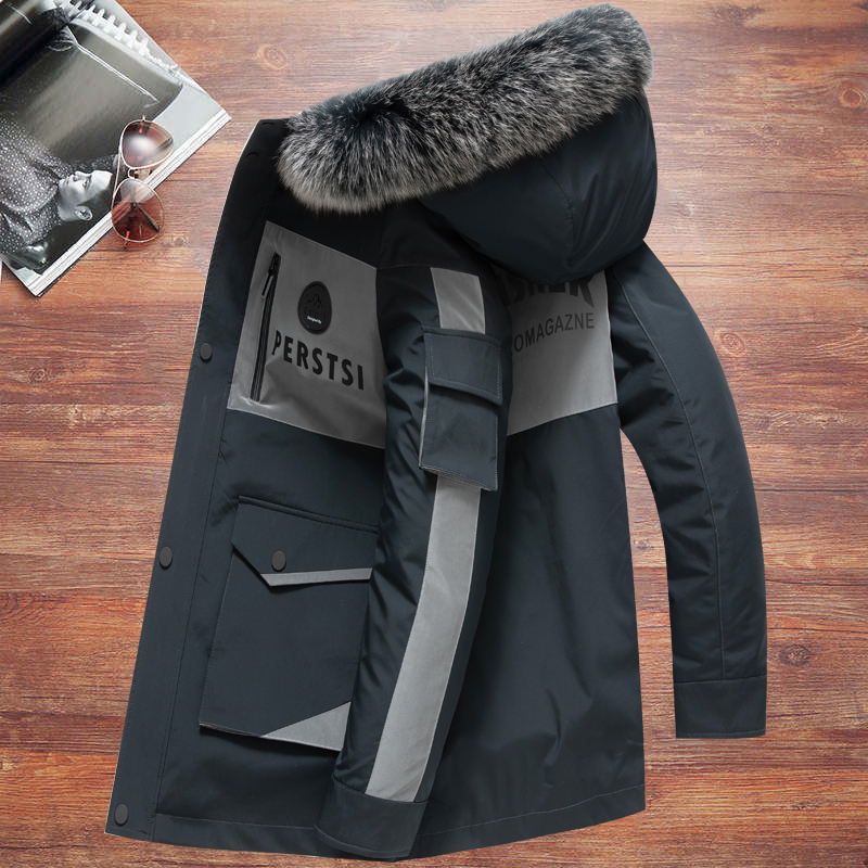 冬季新款宽松大码派克服男休闲中长款棉衣外套加肥加大潮胖子棉服