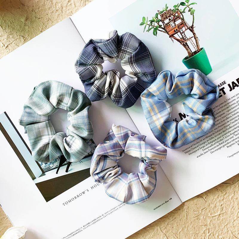 jk制服面料格子大肠发圈发绳女学生韩版简约丸子头肥肠头绳