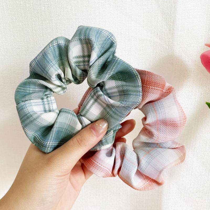 jk制服面料格子大肠发圈发绳女学生韩版简约丸子头肥肠头绳