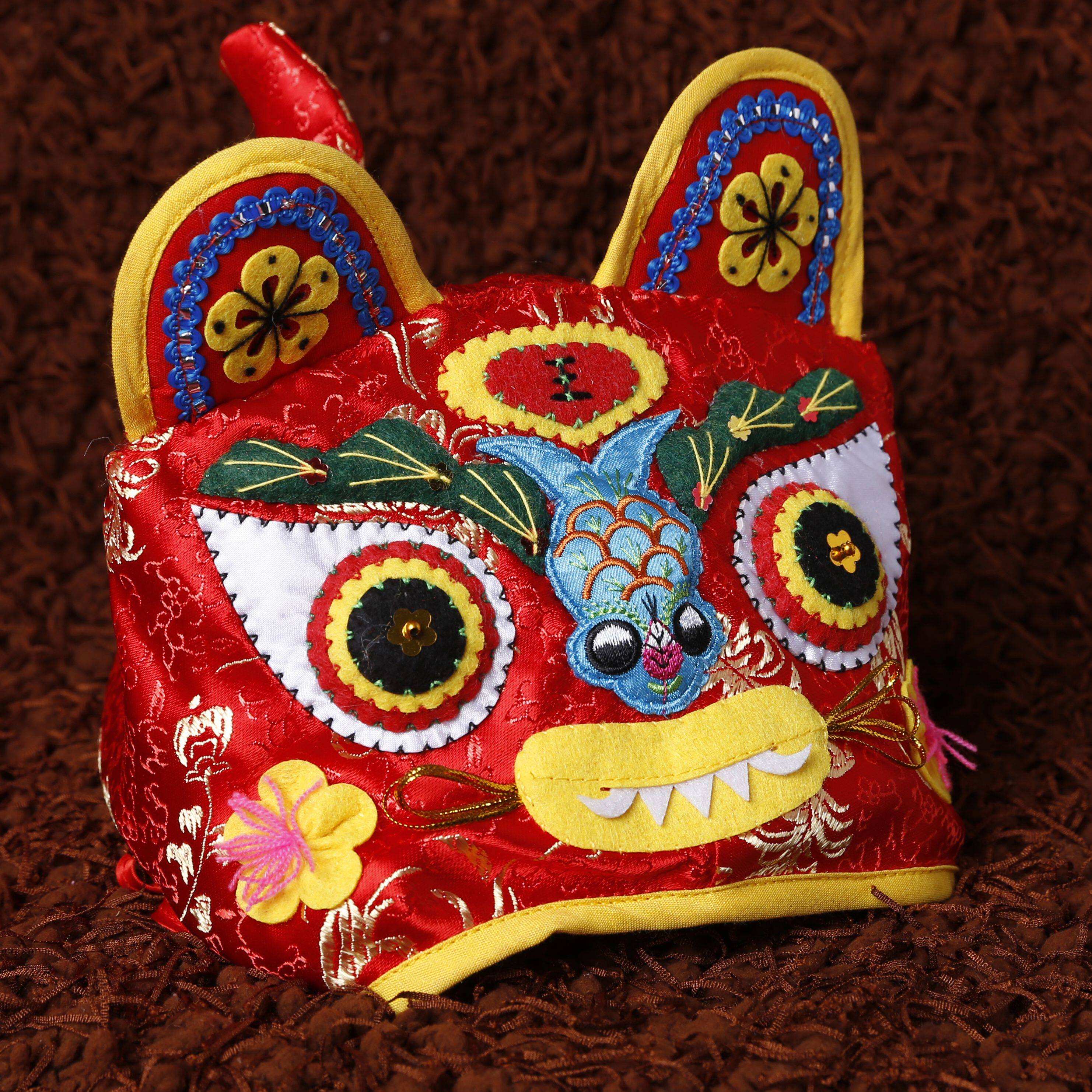 虎头宝宝中国帽加刺绣抓周百天婴儿周岁手工帽子