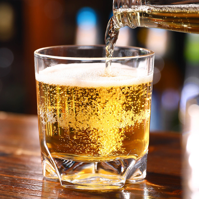 加厚厚底啤酒杯玻璃茶杯杯子三角威士忌杯酒酒吧啤酒杯