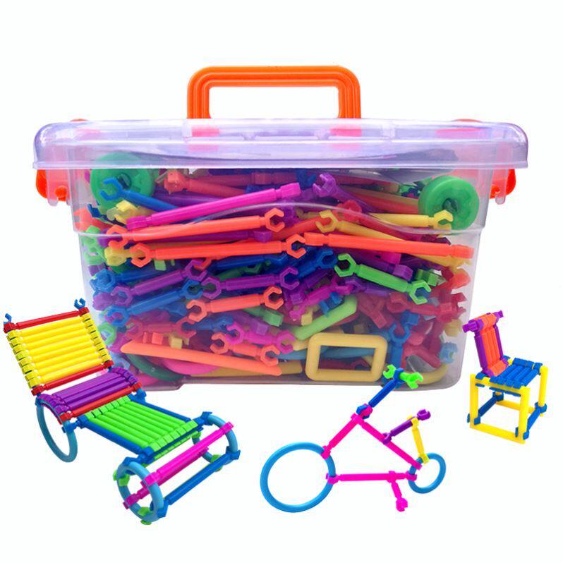 简易小孩小班手工朋友拼图拼槊料积木棒桌面塑料积木