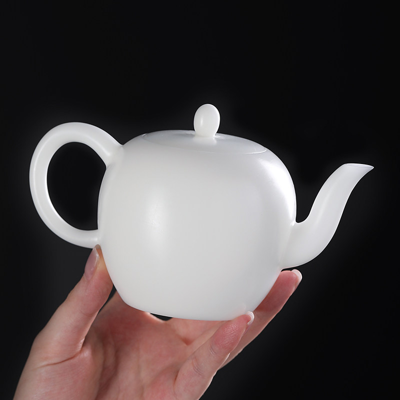 茶壶妙莲天香手工冰种玉瓷白瓷美人肩壶高档家用茶壶