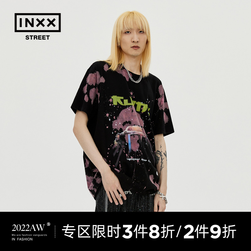 【inxxstreet】Black and Blank潮牌22夏宽松T恤男女情侣款