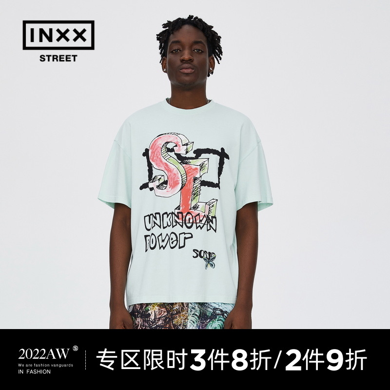 【inxx street】Screw loose 夏款潮牌情侣宽松休闲T恤男女同款