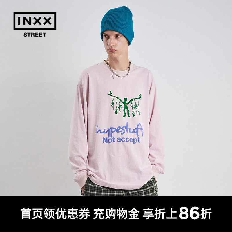 【inxxstreet】Hypestuff 秋装新品潮牌宽松印花圆领长袖T恤