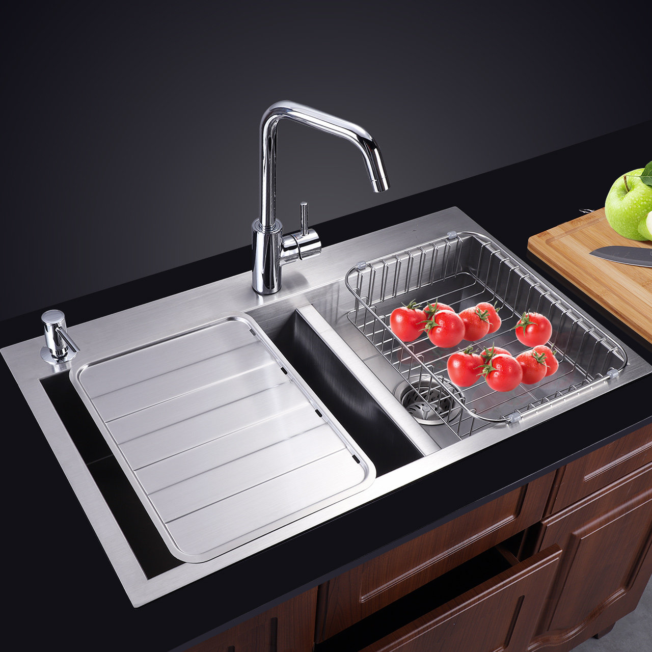 水槽科勒3581t2fdna沃特台上台下双槽厨盆洗菜菜盆含水水槽套餐