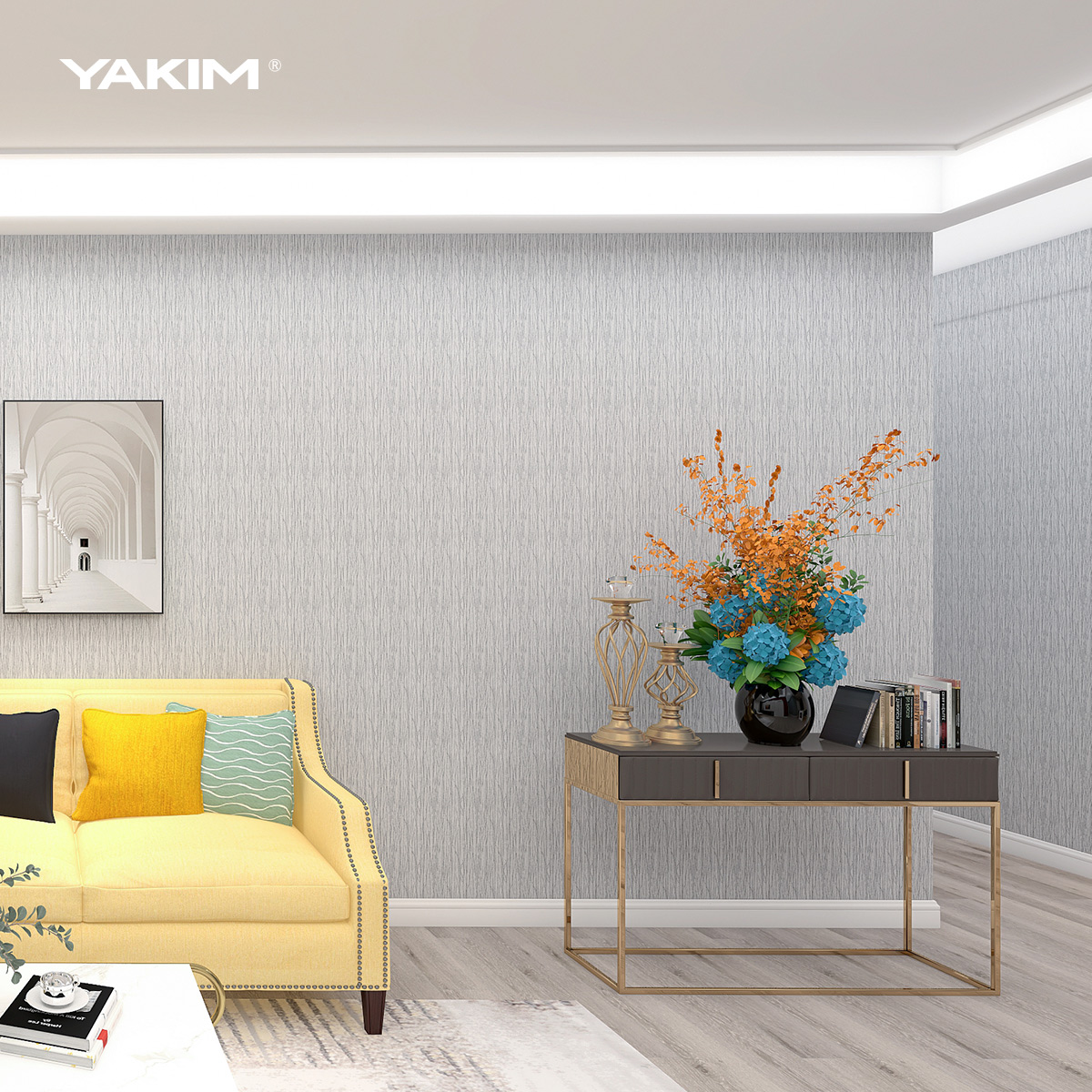 雅琪无缝防水墙布现代简约客厅卧室房间壁布竖条无缝墙布