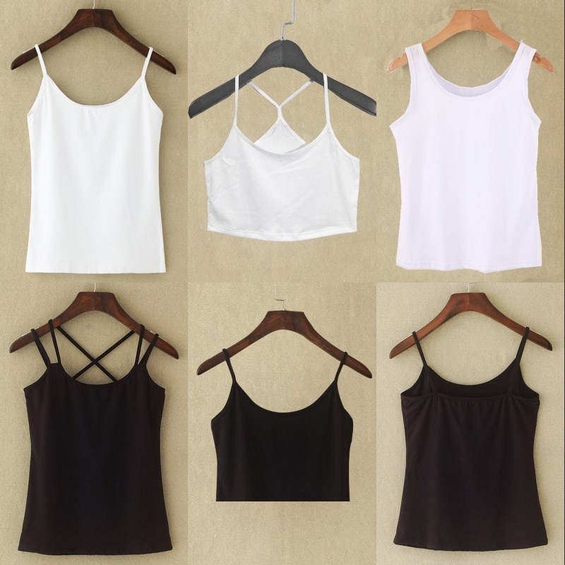 卉菊普通紧身夏天白色吊带背心女内百搭裹胸背心吊带