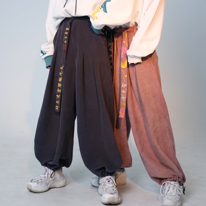 玩物社复古灯芯绒阔腿裤灯笼裤宽松潮流裤子男春季女嘻哈直筒休闲