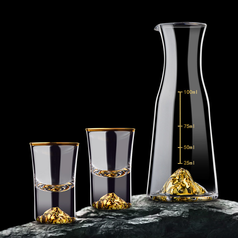 轻奢水晶酒具酒杯家用白酒杯子高档分酒器小号酒杯套装高颜值金箔