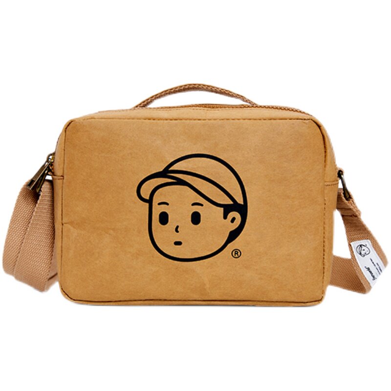 finerworld可湿水牛牛皮纸斜挎包情侣方包邮差手提包拉链通用款女包