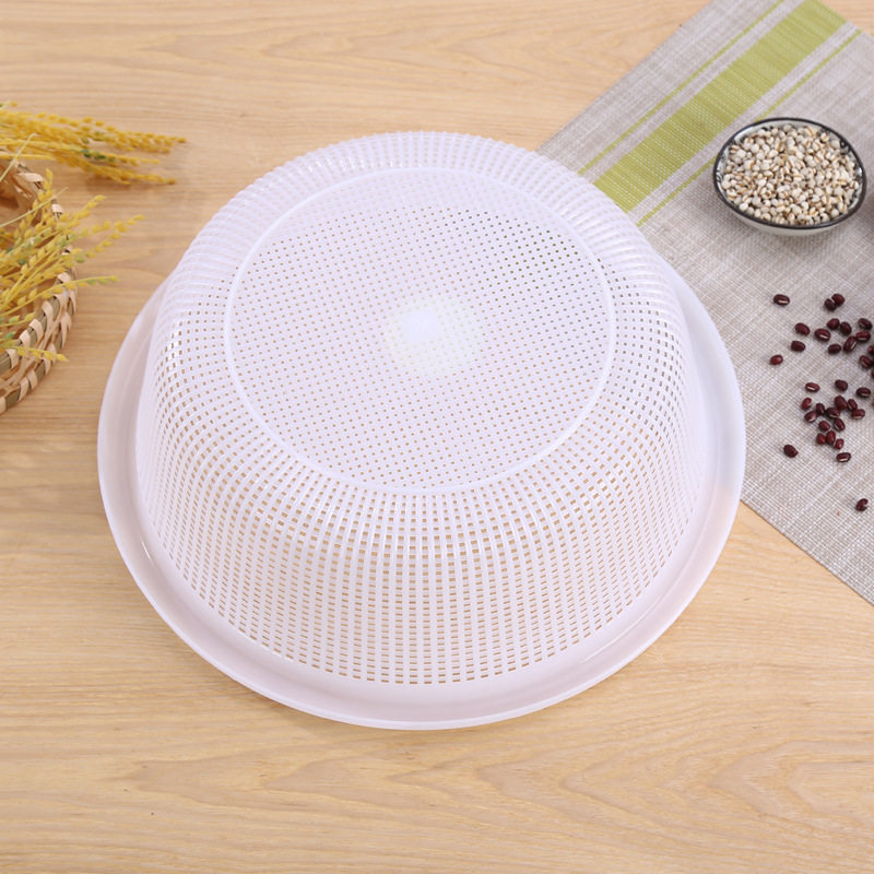 白色食堂洗菜菜篮子沥水篮圆形塑料加厚滤水筛子果盆
