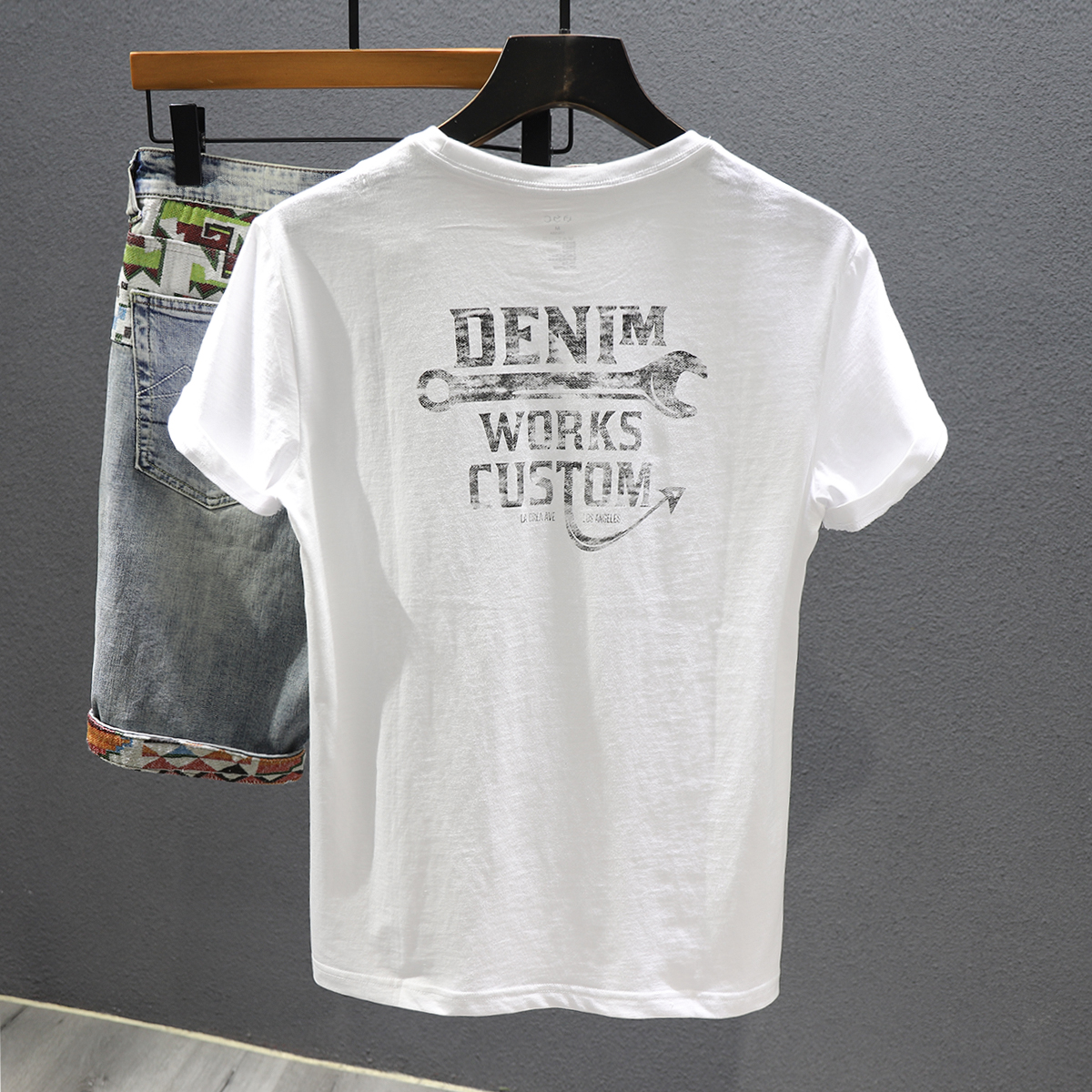 夏季薄款白色印花短袖t恤男 潮牌百搭宽松纯棉圆领上衣半袖打底衫