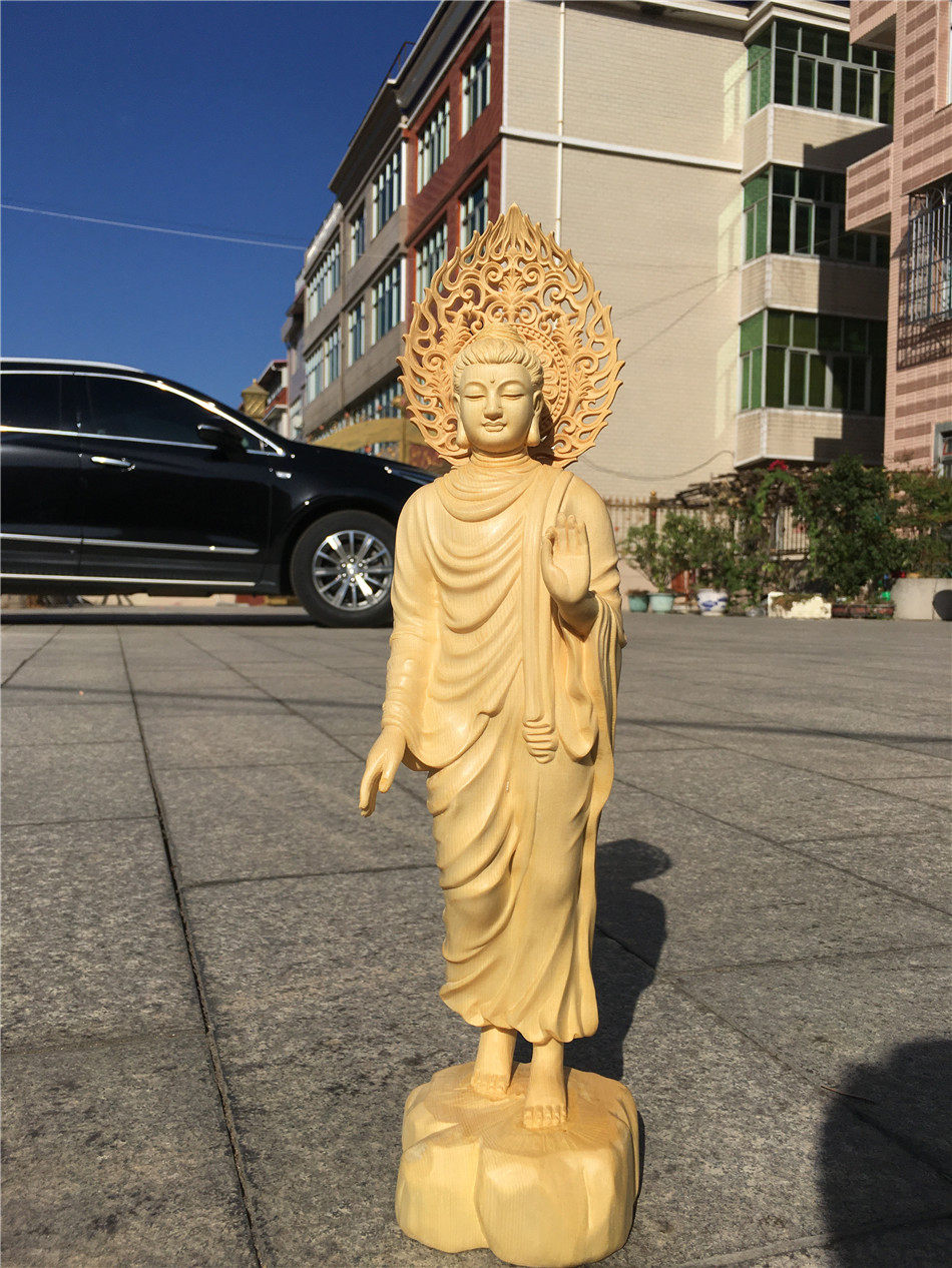 日本如来佛行者实木人物佛桧木雕释迦牟尼菩萨佛像木雕