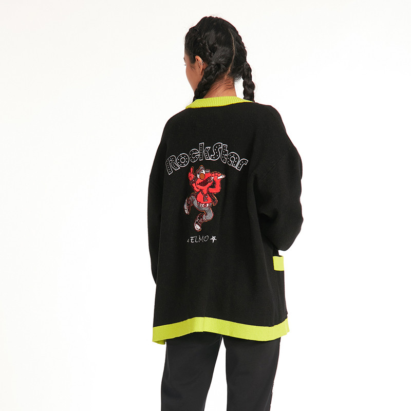 芝麻街sesamestreet2020秋冬新品女款开衫针织衫ssasw203115w毛针织衫