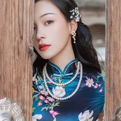 锁骨链旗袍珍珠双层女颈时尚复古宫廷饰品毛衣项链