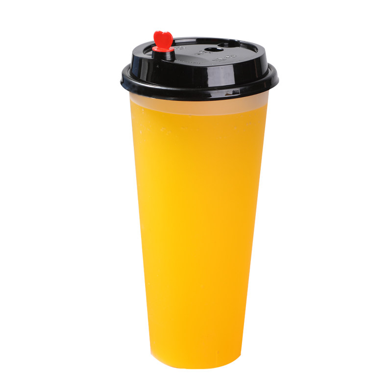 奶茶杯子一次性带盖90口径饮料果汁塑料杯加厚注塑打包杯定制logo