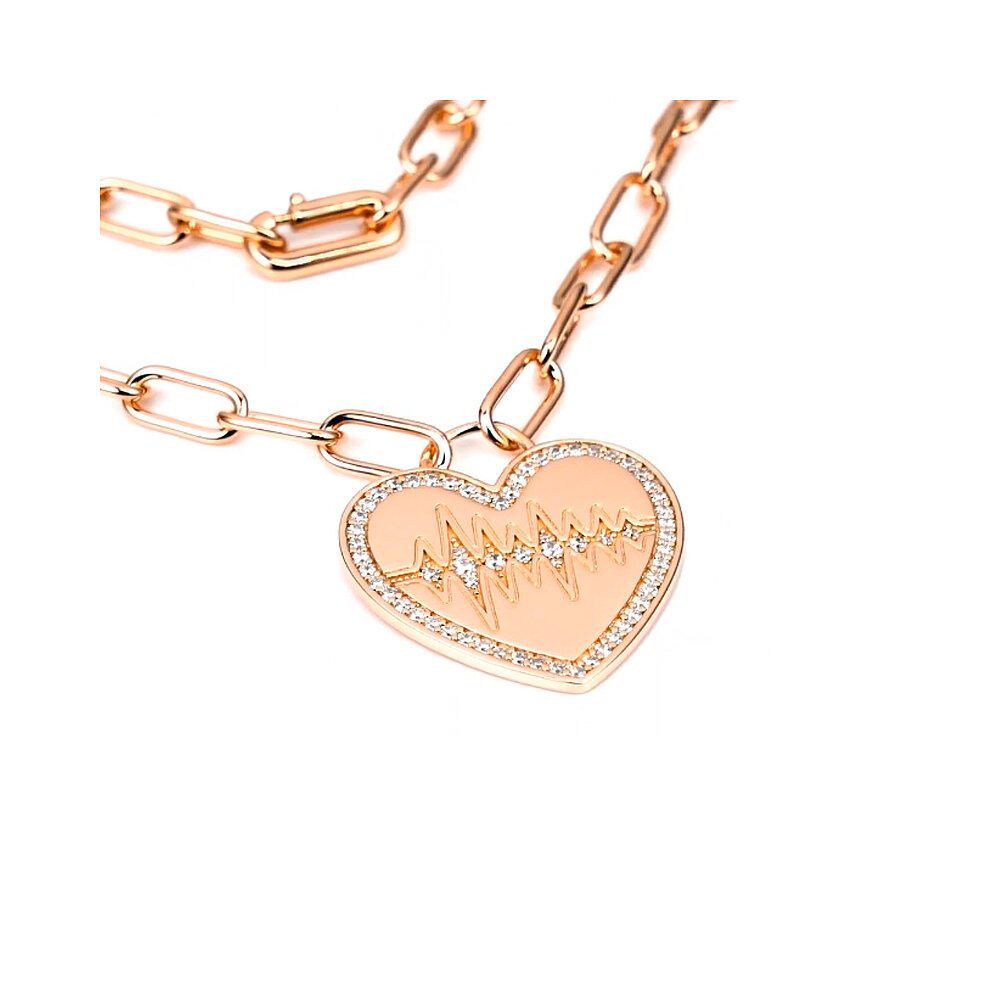 香港直邮apmmonaco新品金色跳动的心项链情侣款锁骨链