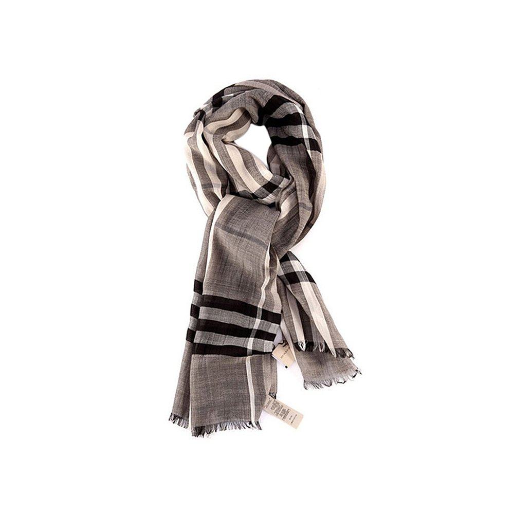 香港burberry巴宝莉女士灰色格子羊绒围巾3743234围巾