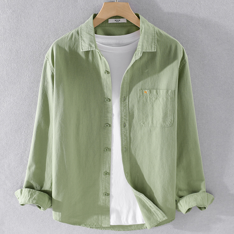 春秋季男士高级感长袖衬衫潮流春衣服白衬衣休闲百搭外穿寸衫外套