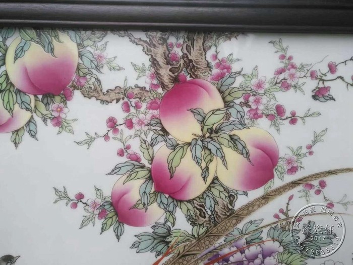 景德镇陶瓷板画花鸟富贵富贵长长寿大屏屏风插屏摆设现代装饰画