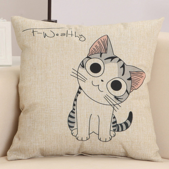 沙发抱枕靠垫北欧欧风小清新可爱可爱猫猫咪枕套靠垫