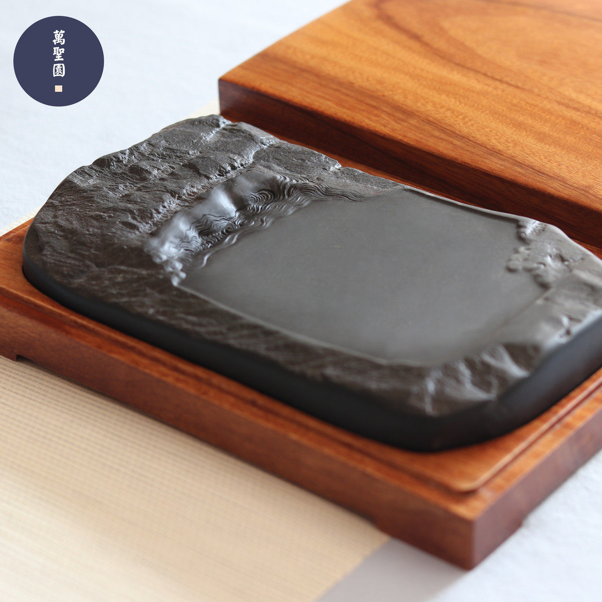 歙砚老坑螺纹日出而作日落而息古凿痕遗石手工砚台文房四宝