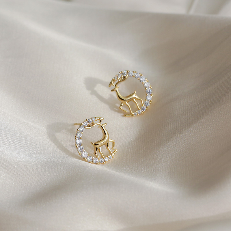 高级感麋鹿耳钉简约女小巧S925纯银耳饰2020年新款潮网红气质耳环