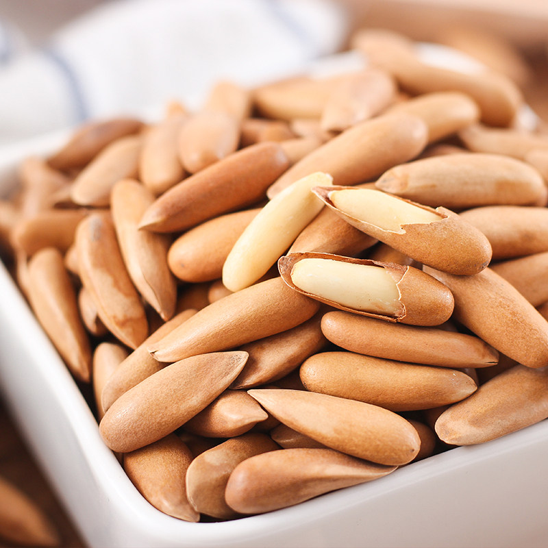 新货手剥巴西松子500g连罐装熟原味散装大颗粒开口松籽仁特大坚果