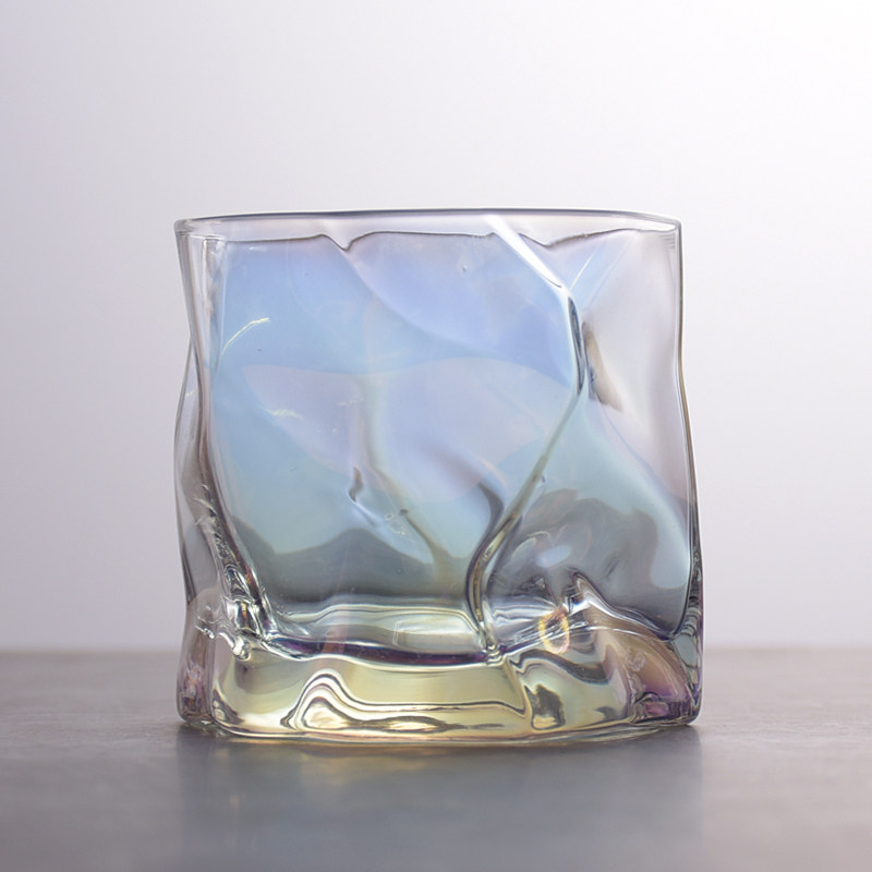 网红ins炫彩杯 创意不规则异形玻璃水杯透明酒杯威士忌杯子饮料杯