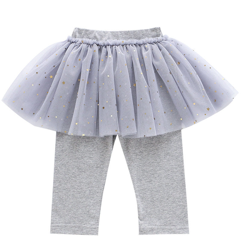 女童七分裙裤2020夏季新款小女孩假两件网纱打底裤儿童外穿薄裤子