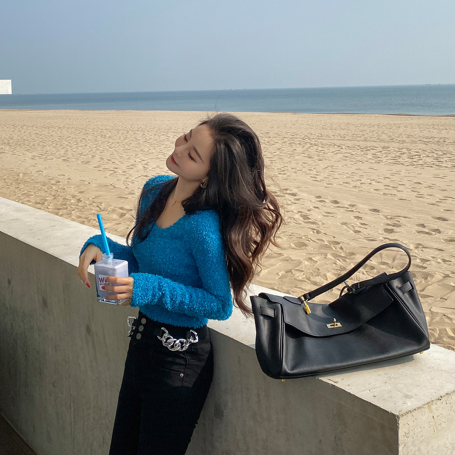 徐琳mini毛衣2020秋冬新款圆顶针织衫编织上衣毛针织衫