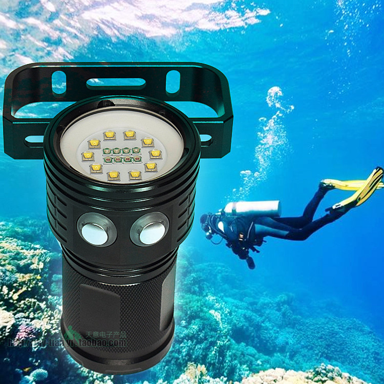 蓝光深海水下摄影手电筒海洋摄影补光强光充电防水探照灯补光灯  价格