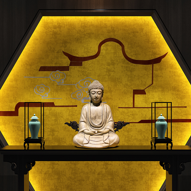 新中式坐佛佛道装饰品禅意桌面玄关走廊过道佛祖摆件